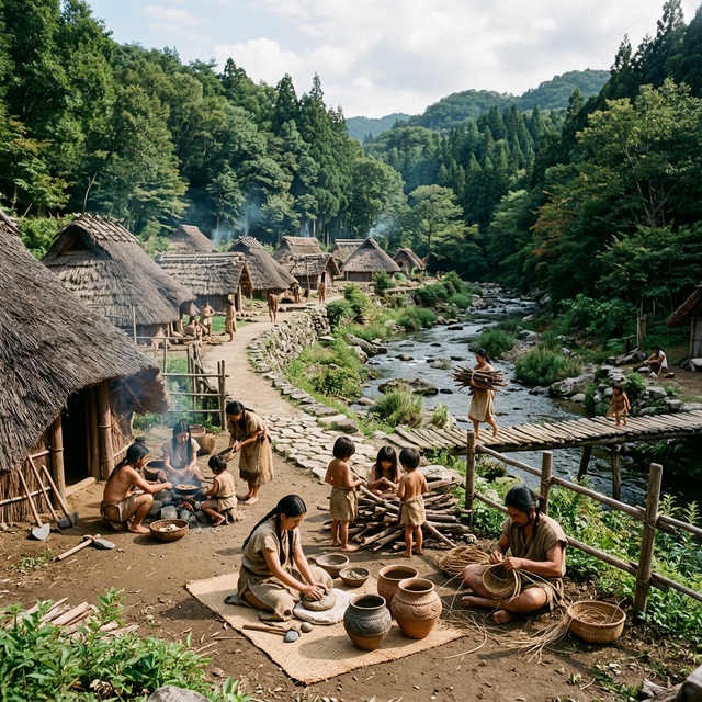 長岡市馬高縄文館（馬高・三十稲場遺跡） のAI生成イメージイラスト